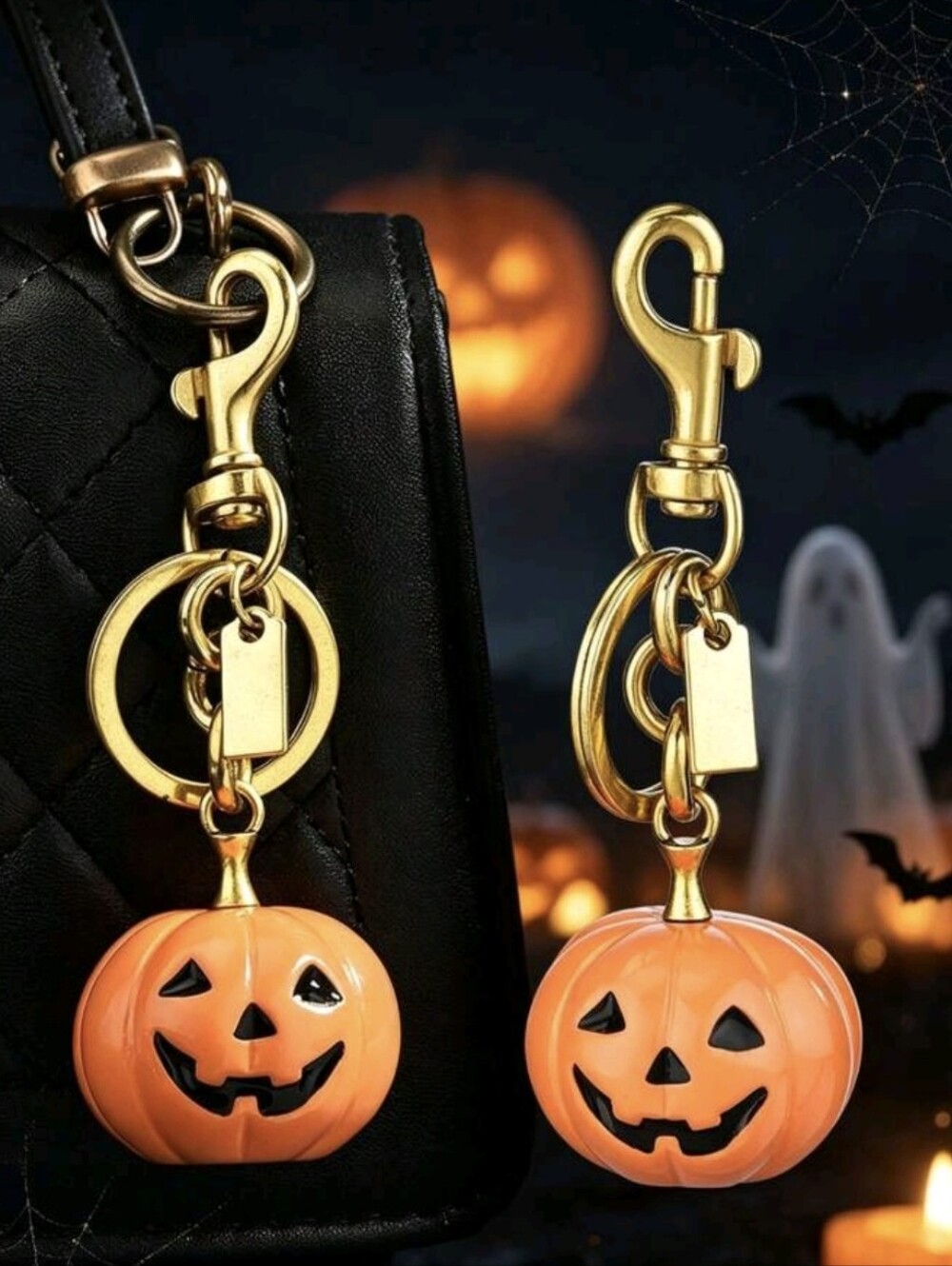 Jack-o'-Lantern Pumpkin Bag Charm/ Keychain NEW